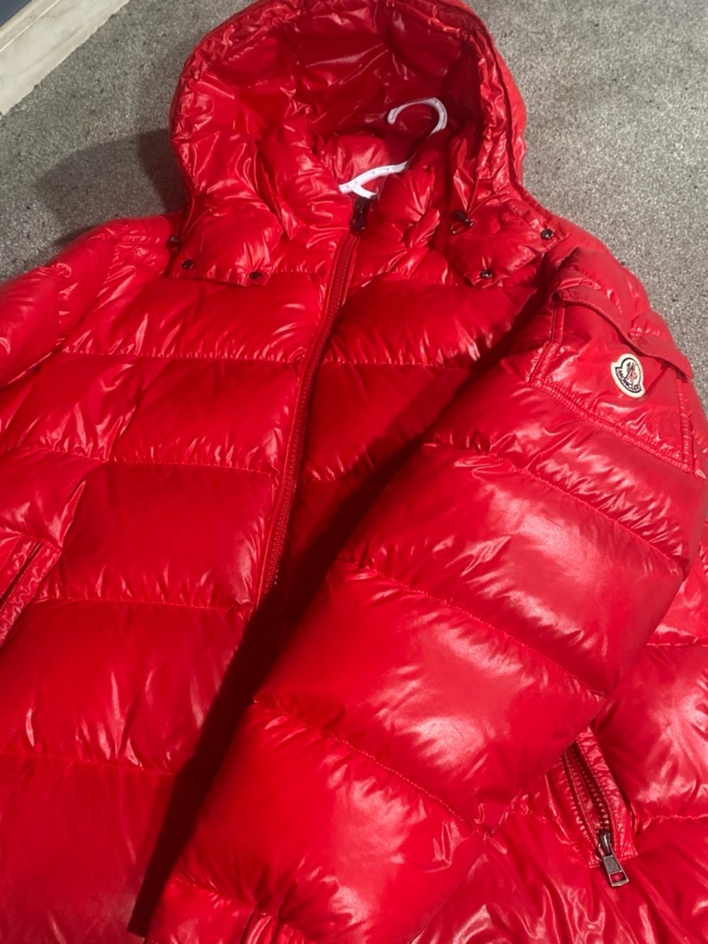 Moncler Red Puffer Jacket with Hood